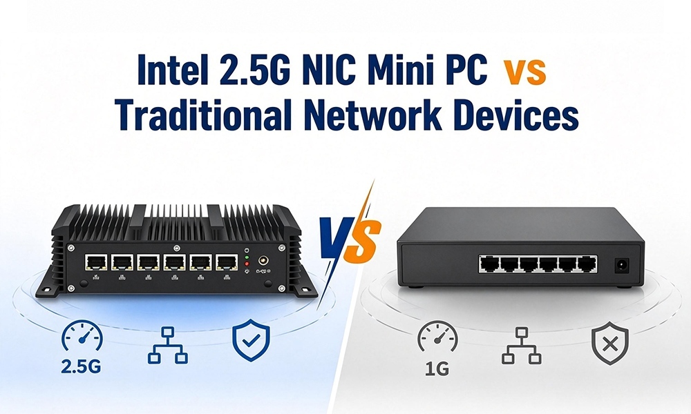 Blog công ty mới nhất về Intel 2.5G Ethernet Mini PC VS Thiết bị mạng truyền thống: Sự khác biệt ứng dụng cho mạng doanh nghiệp linh hoạt