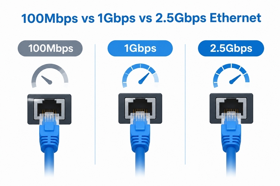 Blog công ty mới nhất về 100Mbps so với 1Gbps so với 2.5Gbps Ethernet: Tốc độ mạng PC công nghiệp ảnh hưởng đến độ trễ như thế nào