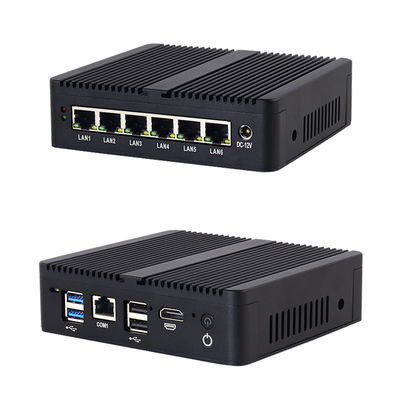 Celeron J6412 6GbE LAN Firewall Mini PC Với MSATA SSD 32GB RAM Black Firewall Router