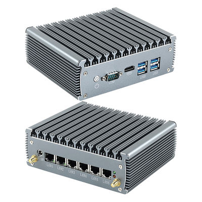 Intel Celeron 3865U 2 lõi 2 dây lửa Mini PC Router với 6 Ethernet DDR4