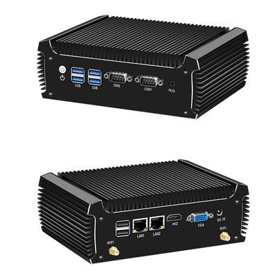 Máy tính mini Intel Core i3 7100U không quạt, PC công nghiệp 16 GB với 2 cổng LAN, 2 cổng COM